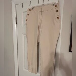 LOFT Cream Pants with Button Detail